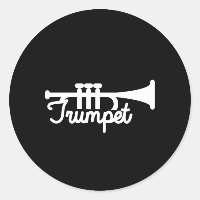 Sticker Rond Trumpet Music Musician Instrument Orchestra Cadeau (Devant)