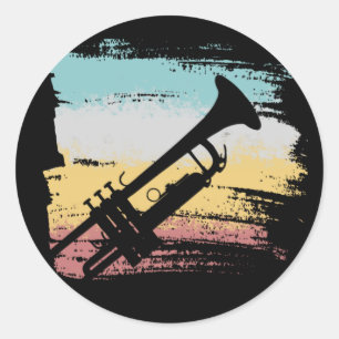 Sticker Rond Trumpet Vintage