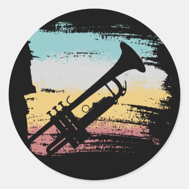 Sticker Rond Trumpet Vintage (Devant)
