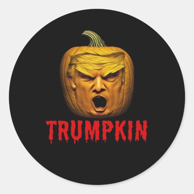 Sticker Rond Trumpkin - Drôle Donald Citrouille Halloween (Devant)