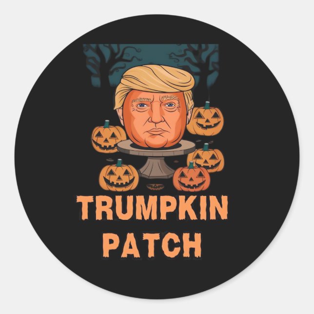 Sticker Rond Trumpkin Halloween - Drôle Citrouille politique De (Devant)