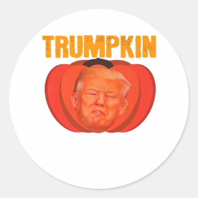 Sticker Rond Trumpkin Halloween Jack-o'-lantern Graphic Funny (Devant)