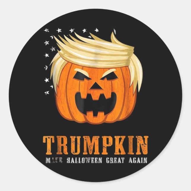 Sticker Rond Trumpkin - Meilleur costume d'Halloween Tri-Blend (Devant)