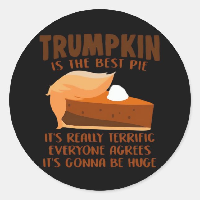 Sticker Rond Trumpkin Pie Drôle Fête de Thanksgiving (Devant)
