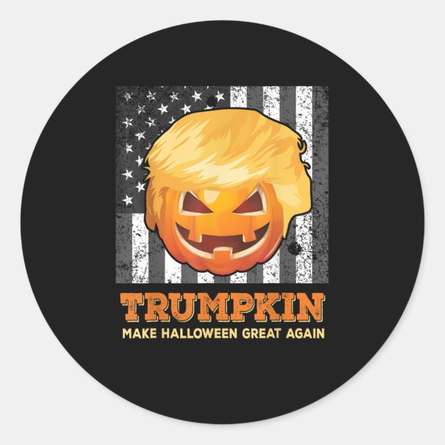 Sticker Rond Trumpkin Rendre Halloween grand encore Président P (Devant)