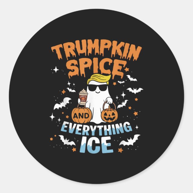 Sticker Rond Trumpkin Sce et tout glace automne hallow (Devant)