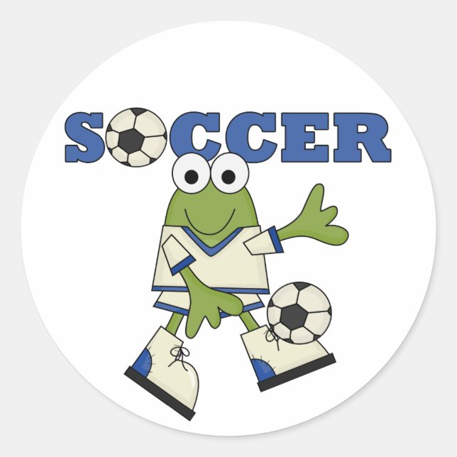 Sticker Rond Tshirts de football de grenouille et cadeaux (Devant)