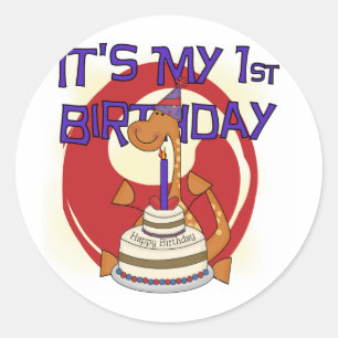 Sticker Rond Tshirts et cadeaux Dino Premier anniversaire