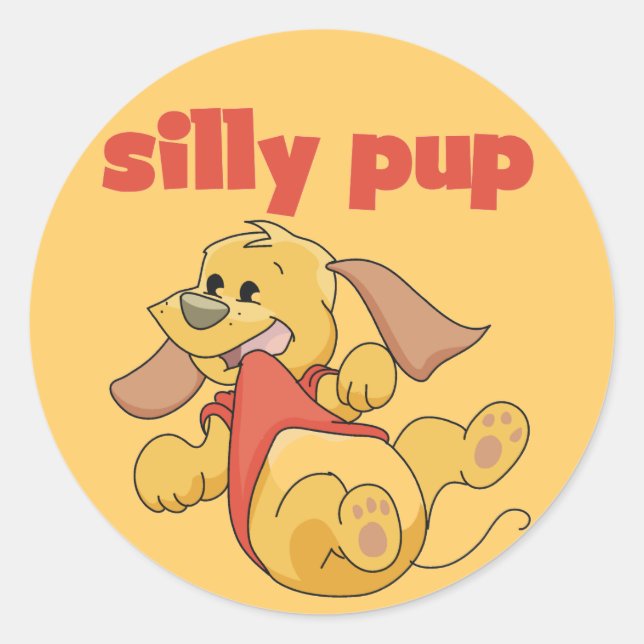 Sticker Rond Tshirts et cadeaux Silly Pup (Devant)