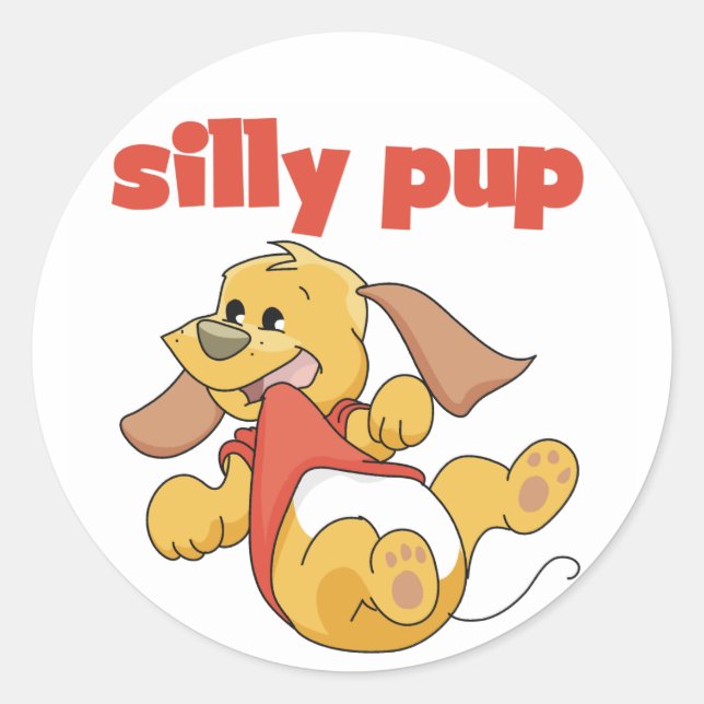 Sticker Rond Tshirts et cadeaux Silly Pup (Devant)