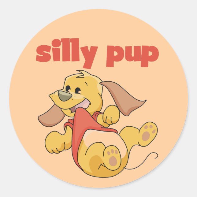 Sticker Rond Tshirts et cadeaux Silly Pup (Devant)