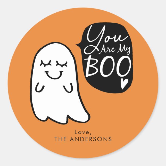 Sticker Rond Tu Es Mon BOO ! | Le joli fantôme d'Halloween (Devant)