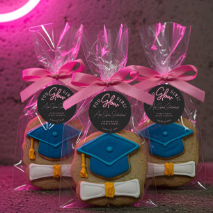 Sticker Rond Tu Glow Girl Grad Pink Neon Script Grad Grad