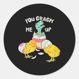 Sticker Rond Tu M'Aimeras Dino Egg Drôle Pâques