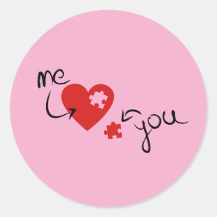 Sticker Rond Tu Me Complètes – Symbole D'amour De Cœur De Puzzl