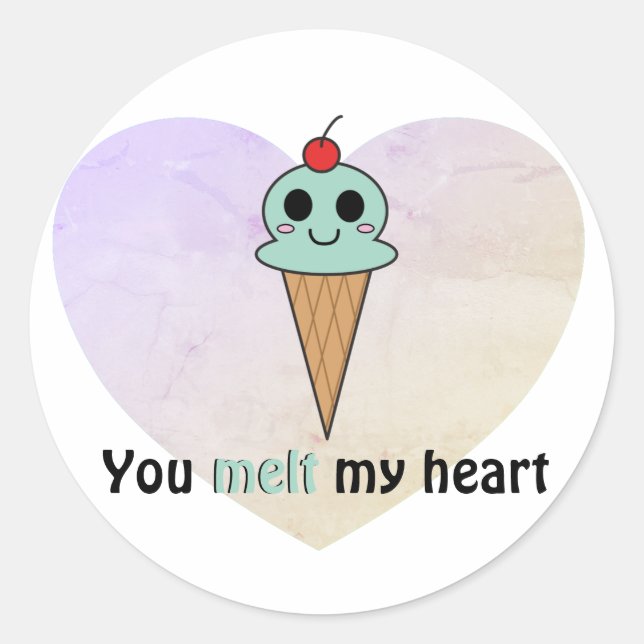 Sticker Rond Tu me fais fondre le coeur (Devant)