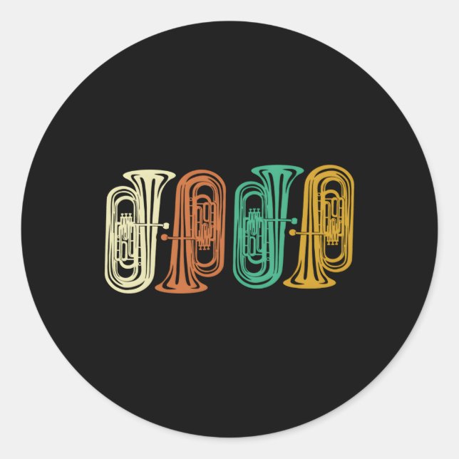 Sticker Rond Tuba Musique Tuba Joueur Marche Musique Tuba (Devant)