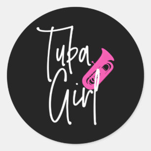 Sticker Rond Tuba Tuba Lecteur en laiton Musique Marche Musique