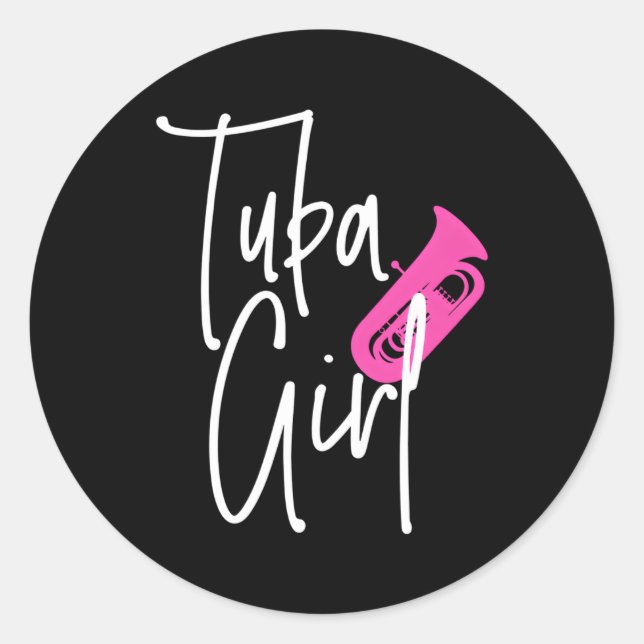 Sticker Rond Tuba Tuba Lecteur en laiton Musique Marche Musique (Devant)