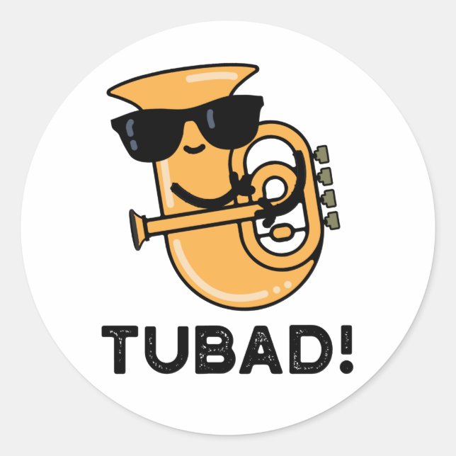 Sticker Rond Tubad Funny Musique Tuba Pun (Devant)