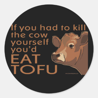 Sticker Rond Tuer la vache - Végétarien, Végétarien