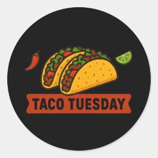 Sticker Rond Tuesday Tacos Fiesta Splash