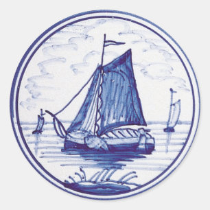 Sticker Rond Tuile bleue traditionnelle
