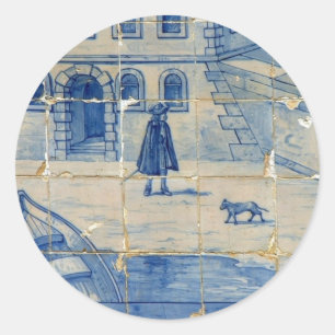 Sticker Rond Tuile d'Azulejo