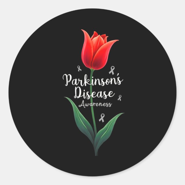 Sticker Rond Tulipe de sensibilisation à la maladie de Parkinso (Devant)