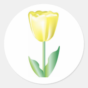 Sticker Rond Tulipe rayée jaune