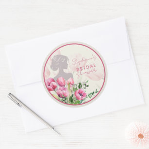Sticker rond Tulipe rose Fête des mariées