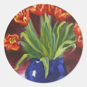 Sticker Rond "Tulipes d'avril"