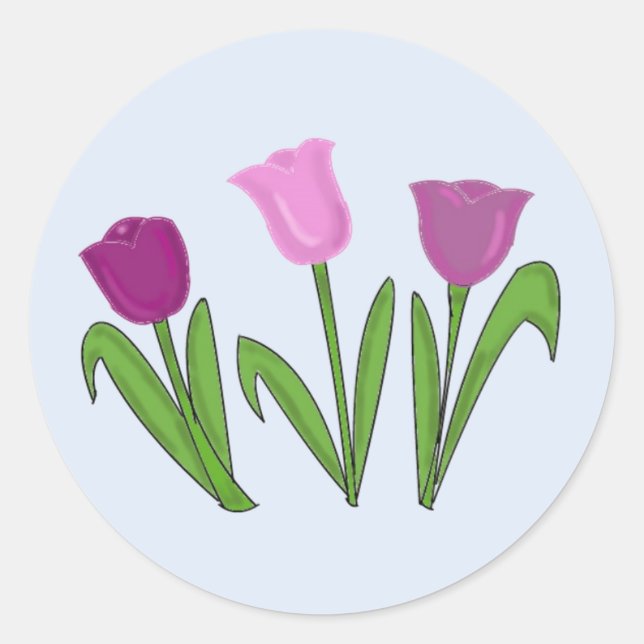 Sticker Rond Tulipes pourpres (Devant)