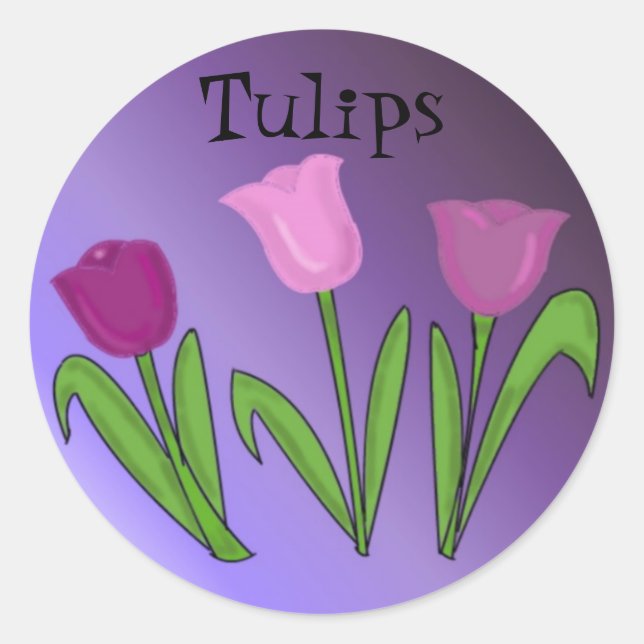 Sticker Rond Tulipes pourpres (Devant)