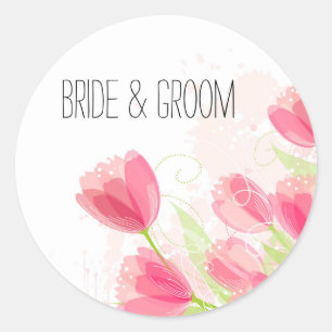Sticker Rond Tulipes roses