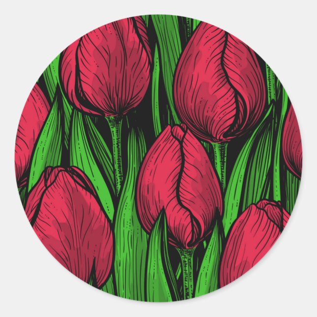 Sticker Rond Tulipes rouges (Devant)