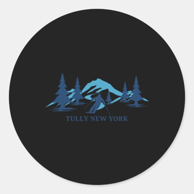 Sticker Rond Tully New York Ski Resort Ski (Devant)