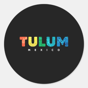 Sticker Rond Tulum Mexique Coloré Tribal Mayan Souvenir Garçons