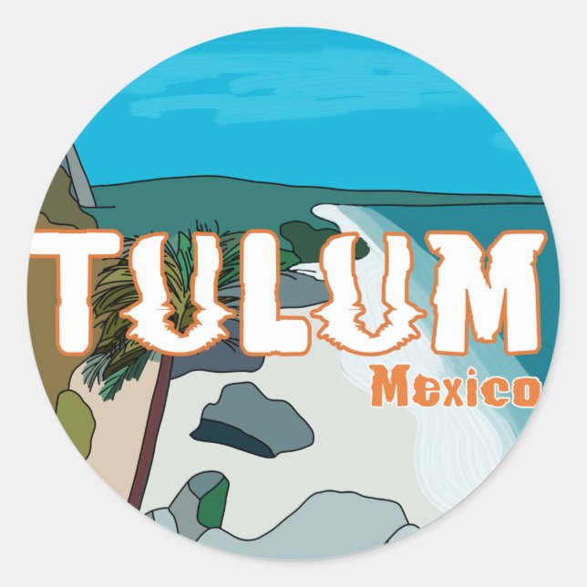 Sticker Rond Tulum Mexique Grande idée cadeau (Devant)