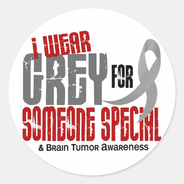 Sticker Rond Tumeur Cerveau Je Porte Du Gris Pour Quelqu'Un Spé (Devant)