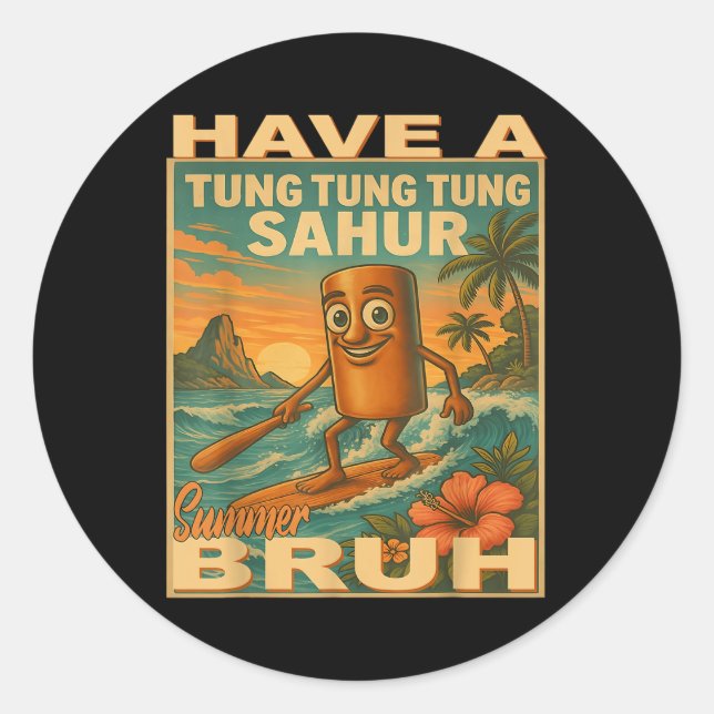 Sticker Rond Tung Tung Tung Sahur Brainrot Enseignant Dernier J (Devant)