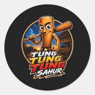 Sticker Rond Tung Tung Tung Sahur Meme Cadeaux de Brainrot ital