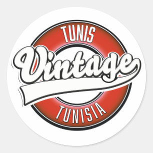 Sticker Rond Tunis Tunisie logo de style vintage