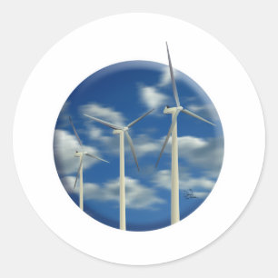 Sticker Rond Turbine éolienne d'énergie verte