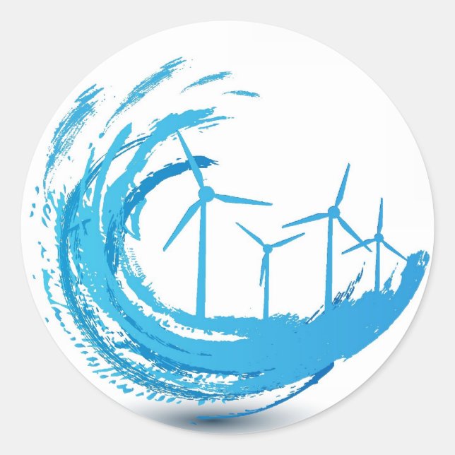 Sticker Rond Turbines à vent Blue Swirl (Devant)