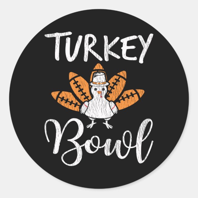 Sticker Rond Turkey Football Thanksgiving Family Football Lover (Devant)