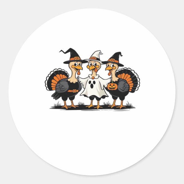 Sticker Rond Turkey Halloween Boo, Thanksgiving Turkey, Spooky  (Devant)