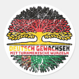 Sticker Rond Turkménistan Deutsch Deutschland Baum