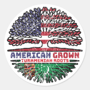 Sticker Rond Turkménistan Turkménistan États-Unis d'Amérique ra