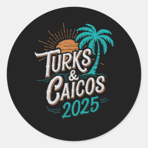 Sticker Rond Turks Caicos Islands 2025 Vacances Souvenirs - Uni